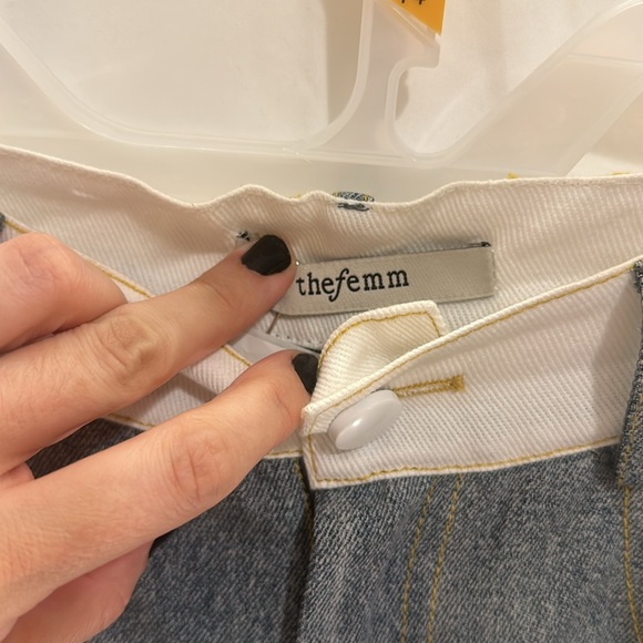 New NWT The Femm Perrie Colorblocked Flared Jeans denim wide leg revolve - Picture 8 of 9